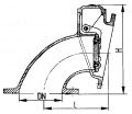 Захлопка фланцевая угловая горизонтальная