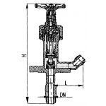 Клапан запорный штуцерный угловой с донным фланцем сильфонный