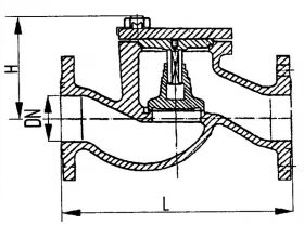Клапан невозвратный фланцевый проходной с уплотнением запорного органа металл по металлу
