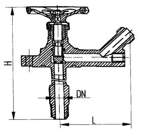 Клапан запорный штуцерный угловой с бортовым фланцем бессальниковый