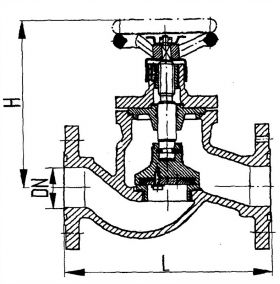 Клапан запорный фланцевый проходной