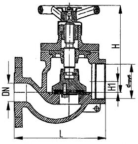 Клапан запорный фланцевый концевой пожарный проходной