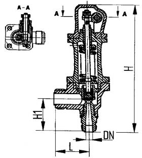 Клапан предохранительный штуцерный угловой с принудительным подрывом