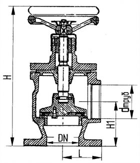 Клапан запорный фланцевый концевой пожарный угловой