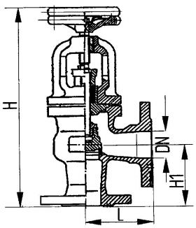 Клапан запорный фланцевый угловой сальниковый