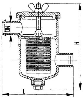 Фильтр забортной воды, масла и топлива сетчатый с присоединением под дюрит проходной