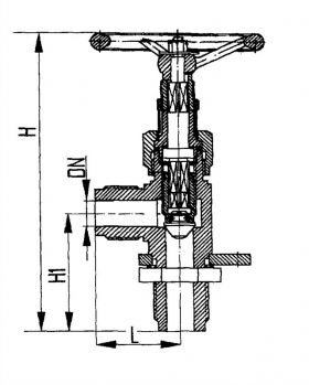 Клапан запорный штуцерный угловой с кронштейном для крепления