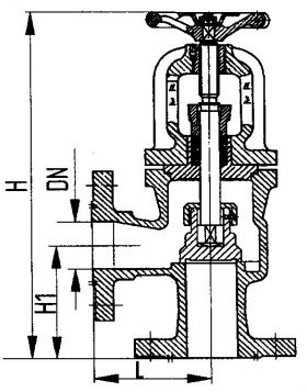 Клапан невозвратно-управляемый фланцевый угловой сальниковый