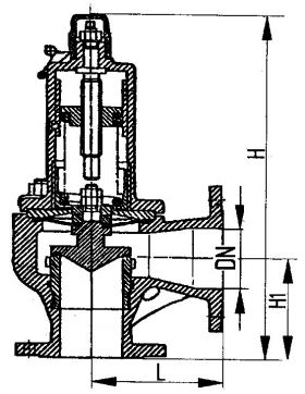 Клапан предохранительный фланцевый угловой мембранный