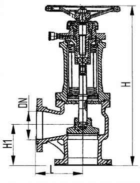 Клапан запорный фланцевый угловой сильфонный