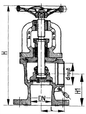 Клапан запорный фланцевый концевой пожарный угловой сальниковый