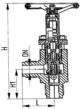 Клапан запорный штуцерный угловой для высоких давлений