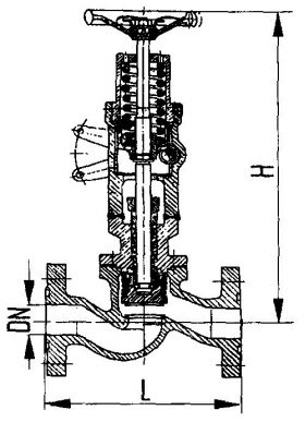 Клапан быстрозапорный фланцевый проходной с тросиковым приводом