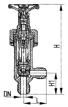 Клапан запорный штуцерный угловой бессальниковый с герметизацией
